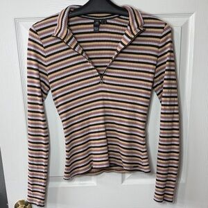 Volcom Stone Checked Espresso Long Sleeve Top